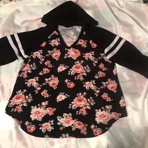 Floral Black women’s stretchy  Hoodie